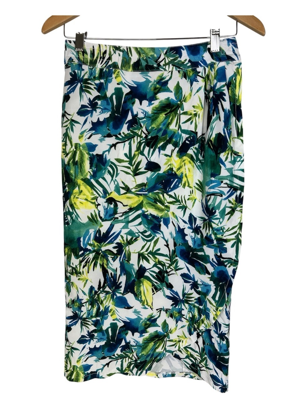 RipSkirt Hawaii Sz XS Midi Skirt Blue & Green Tropical Print NWT